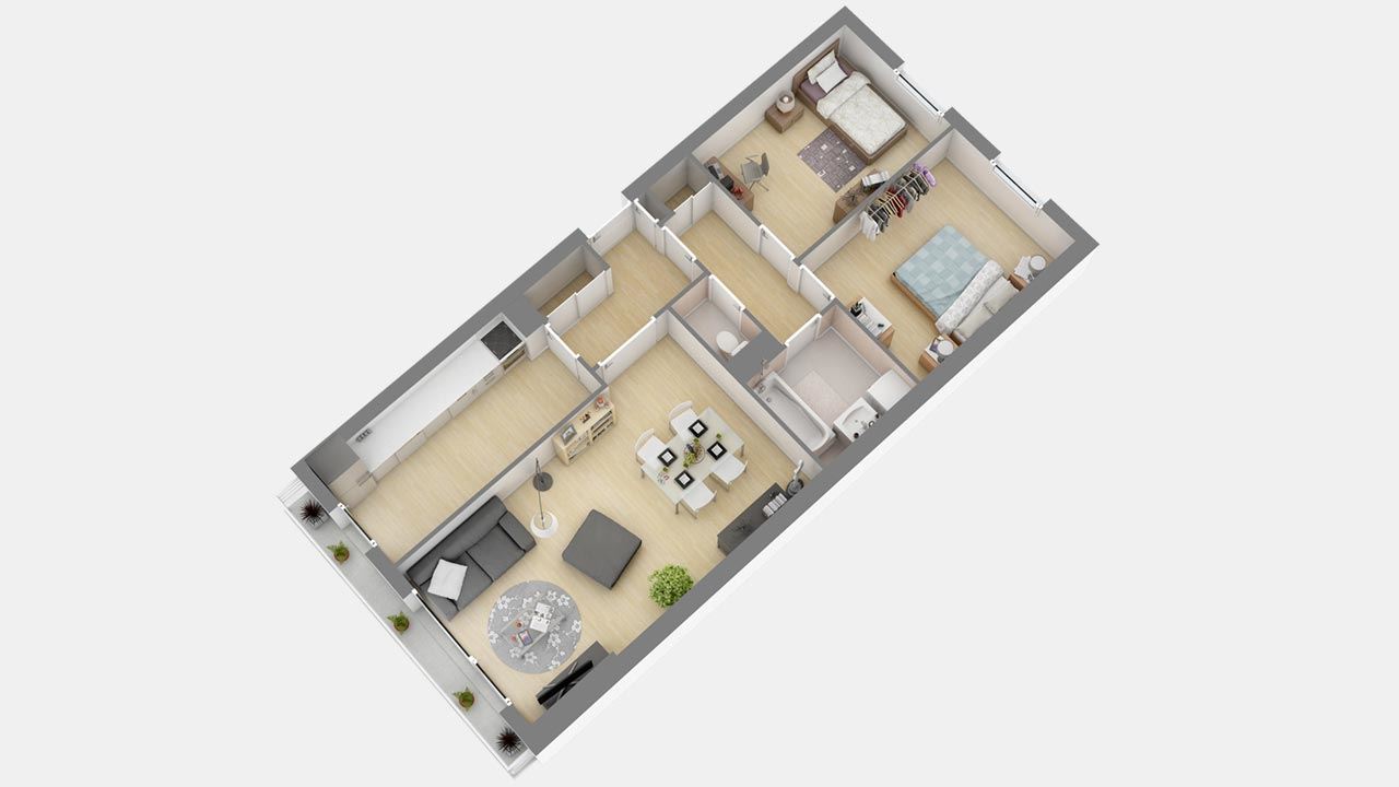 Plan 3d Appartement 3 Pieces Colchique Jarville Nancy 87806322/ Appartements Récents Disponibles à La Location à Nancy