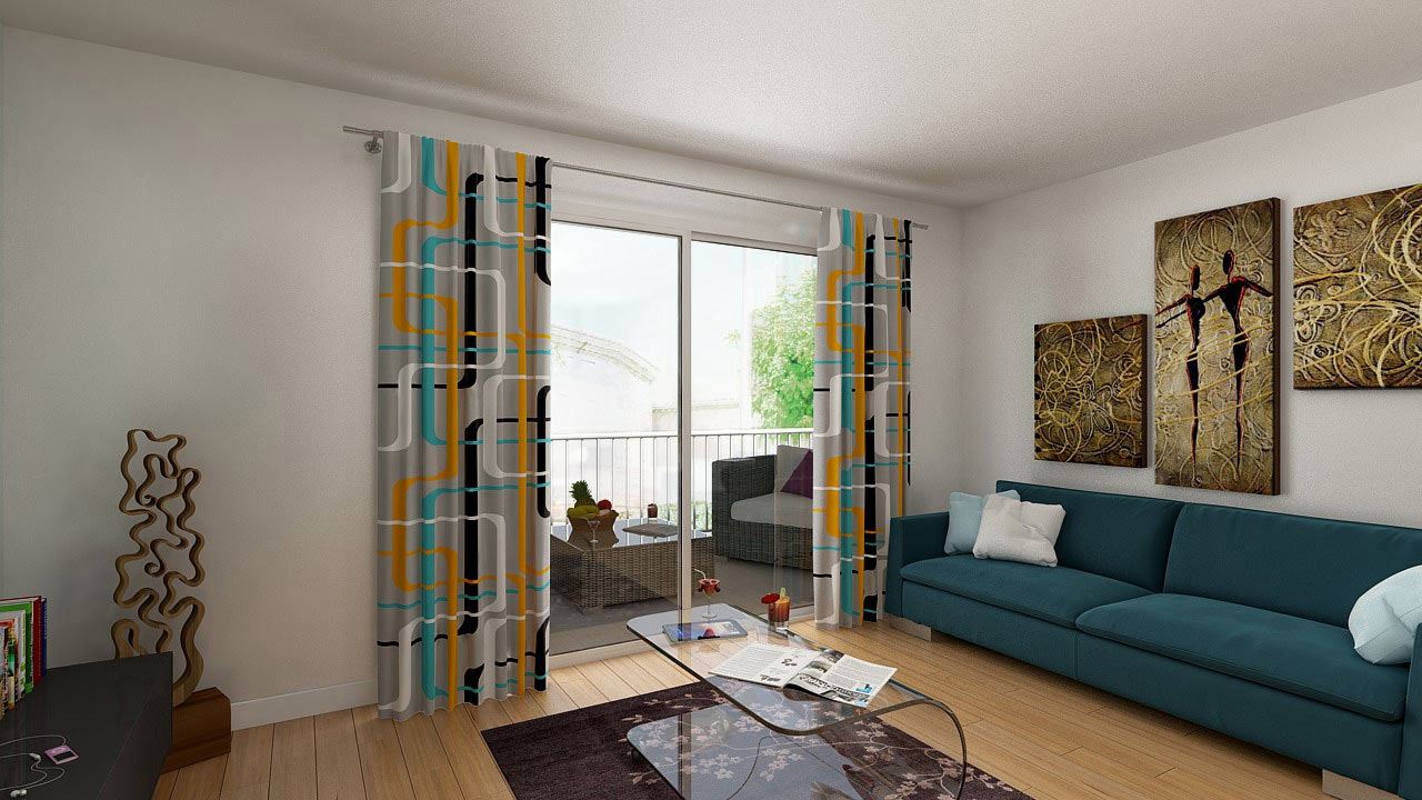 Perspective Salon Appartement T3 Residence Fragoline Woippy Village Ref B28 95471016/ Fragoline