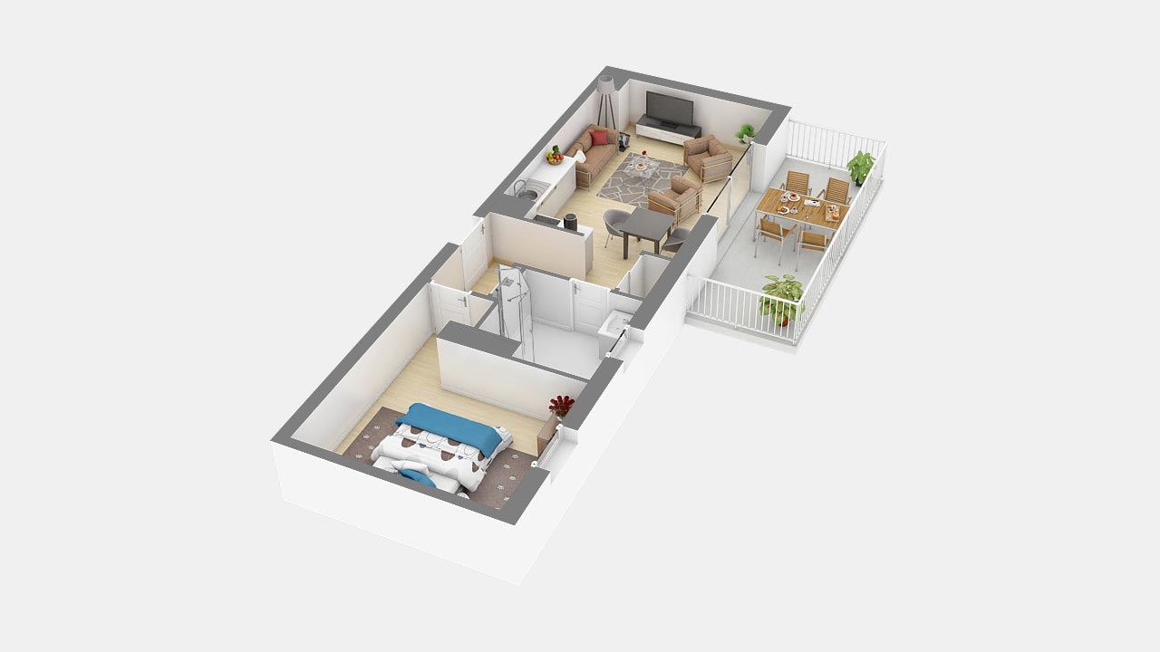 Plan3d Salon Appartement T2 Residence Fragoline Woippy Village Ref B33 33931865/ Fragoline